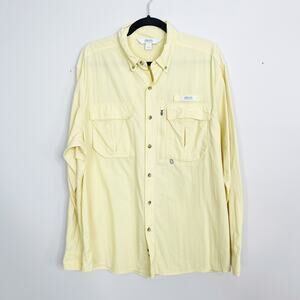 Guide Series Long Sleeve Button Front Fishing Shirt Mens Large L Light Yellow